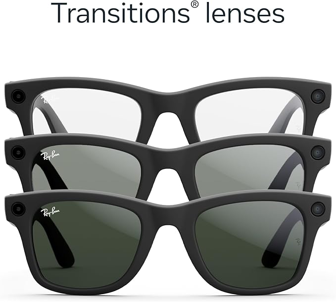 Ray-Ban Meta Wayfarer (Gen 2) smart glasses with camera, AI features, open-ear audio and Clear to Grey Transitions® lenses. Capture, call and listen hands-free in iconic style. Perfect for daily use and creators.