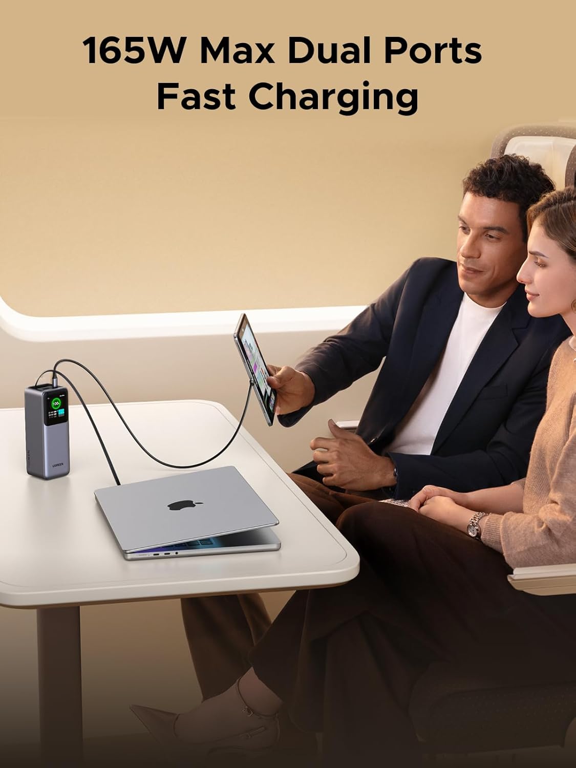 UGREEN 20000mAh portable power bank designed for fast and reliable charging while traveling or on daily commutes. This compact USB-C power bank supports 22.5W PD and QC fast charging technology, allowing smartphones, tablets, and other USB-powered devices to recharge quickly and safely. The slim and lightweight design fits easily in a pocket or bag, making it convenient for outdoor activities, work, or emergencies. Featuring a clear LED display, users can track remaining battery levels at a glance. Built-in