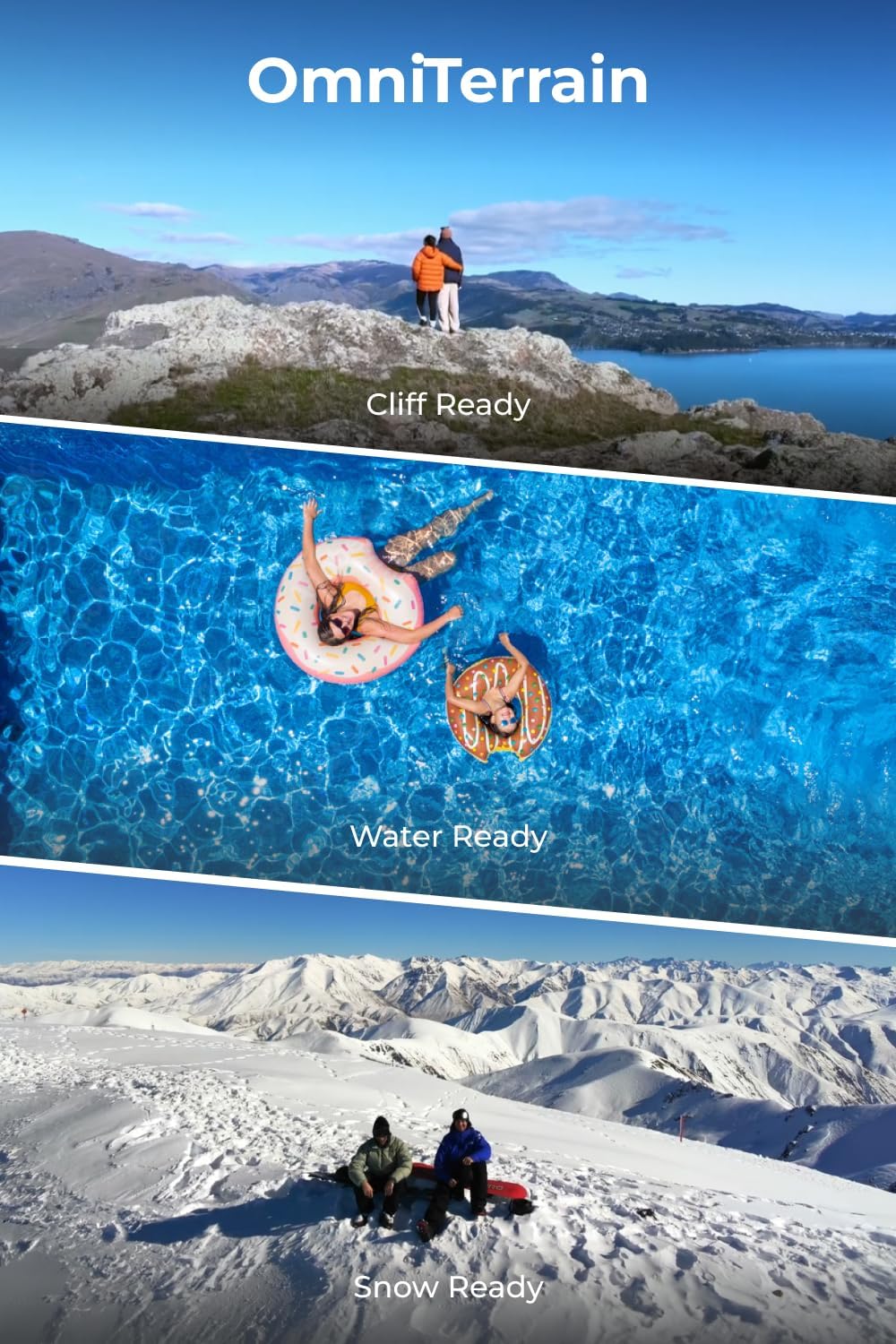 HOVERAir X1 ProMAX 8K Action Flying Camera Drone shown folded and ready for adventure filming. The compact flying action camera features 8K video recording, SmoothCapture 2.0 stabilization, and hands-free automatic flight modes. Ideal for travel, sports, and outdoor activities, this lightweight foldable drone delivers cinematic footage from unique perspectives. It follows movement up to 42 KM/H and handles various terrains with OmniTerrain flight capability, including snow and coastal environments. Designed