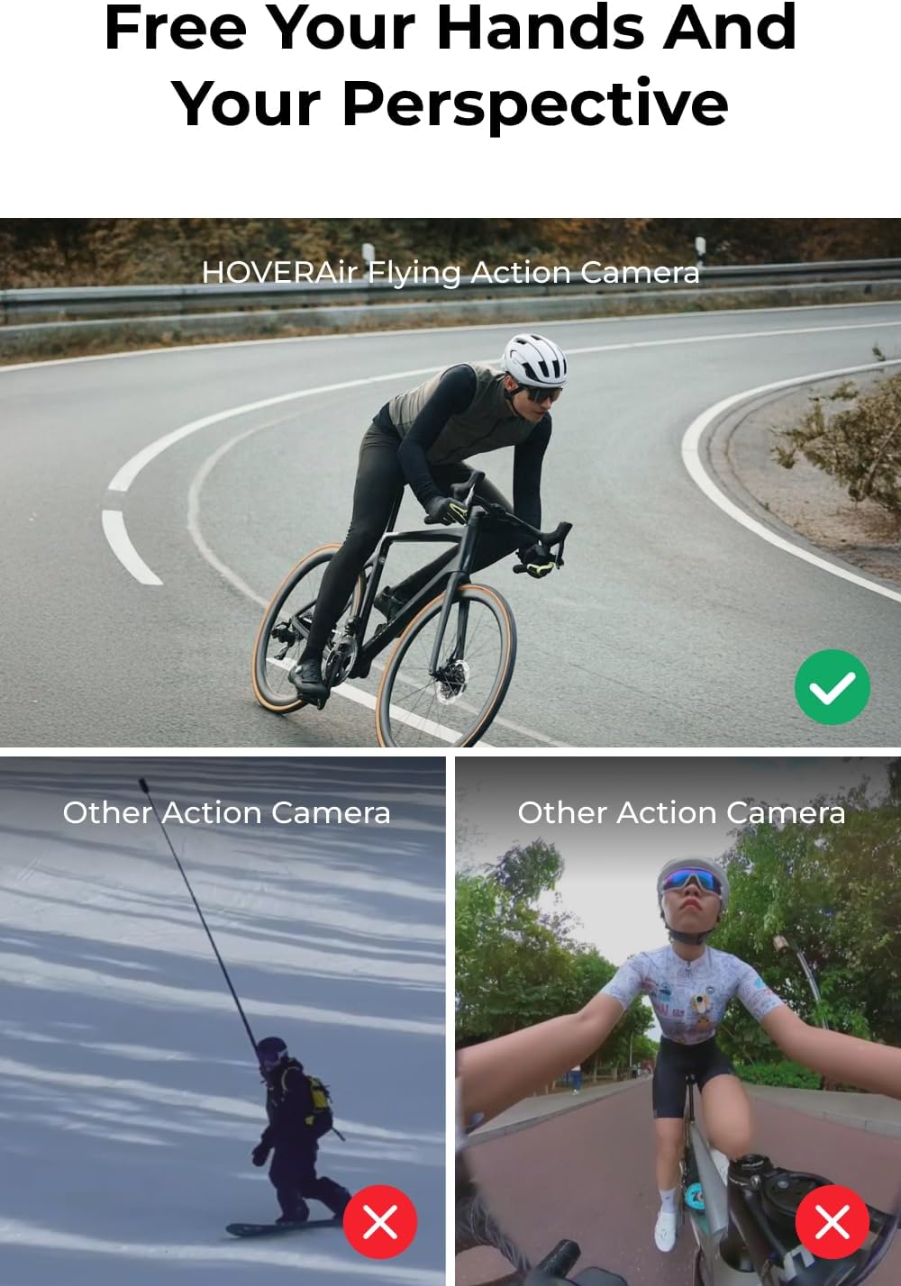 HOVERAir X1 ProMAX 8K Action Flying Camera Drone shown folded and ready for adventure filming. The compact flying action camera features 8K video recording, SmoothCapture 2.0 stabilization, and hands-free automatic flight modes. Ideal for travel, sports, and outdoor activities, this lightweight foldable drone delivers cinematic footage from unique perspectives. It follows movement up to 42 KM/H and handles various terrains with OmniTerrain flight capability, including snow and coastal environments. Designed